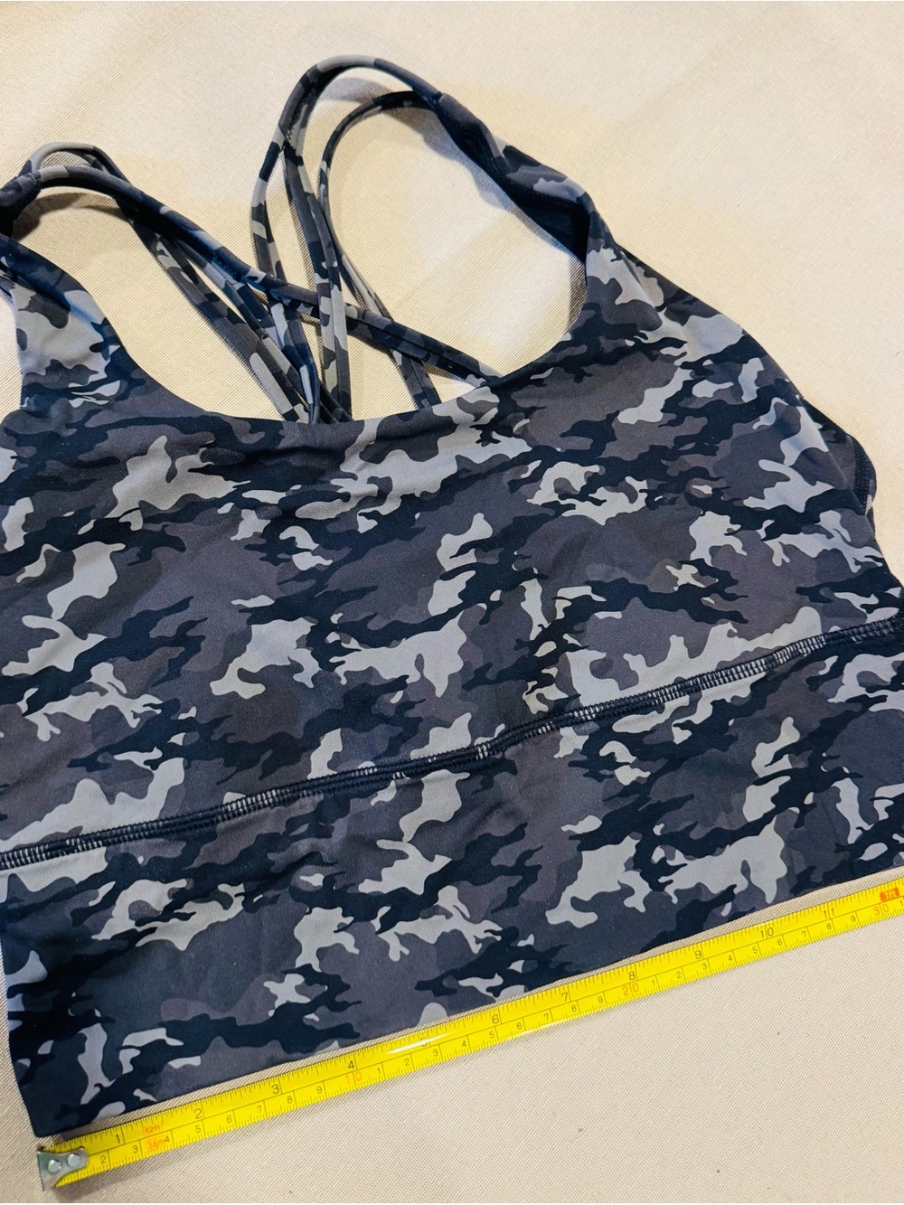 CRZ YOGA Black & Gray Camo Strappy Sports Bra